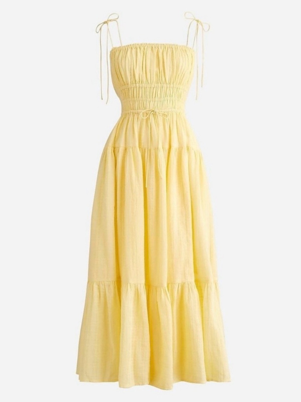 J Crew Clio Tie Strap Textured Gauze Maxi Dress Yellow
